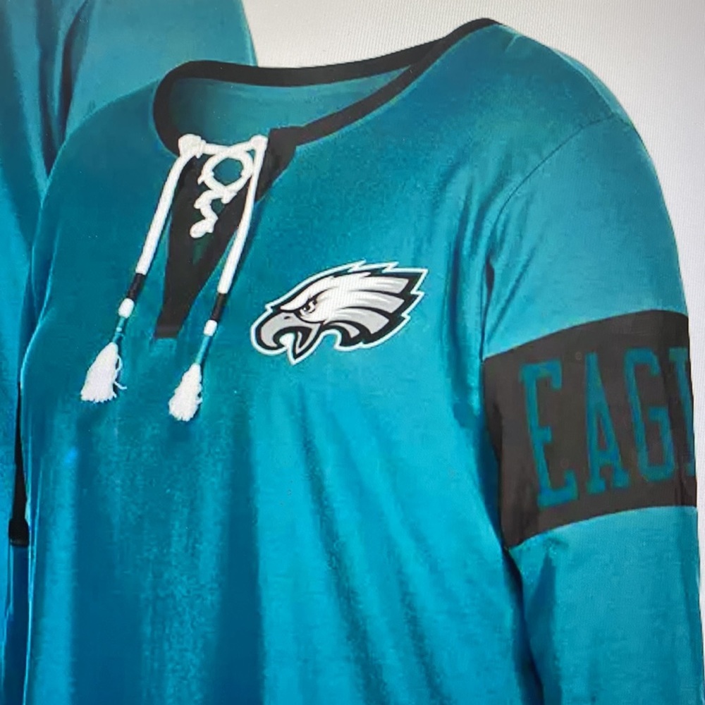 Philadelphia Eagles Lace Up Long Sleeve Shirt 2x New with Tags Super Bowl